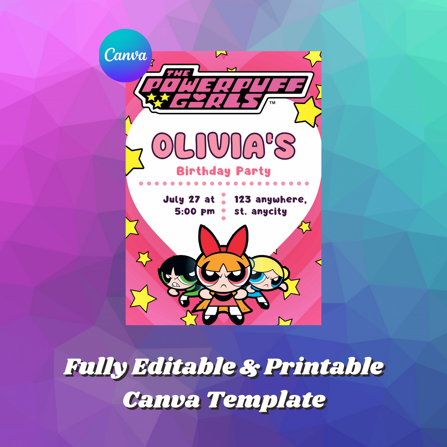 Powerpuff Girls Birthday Invitation Template