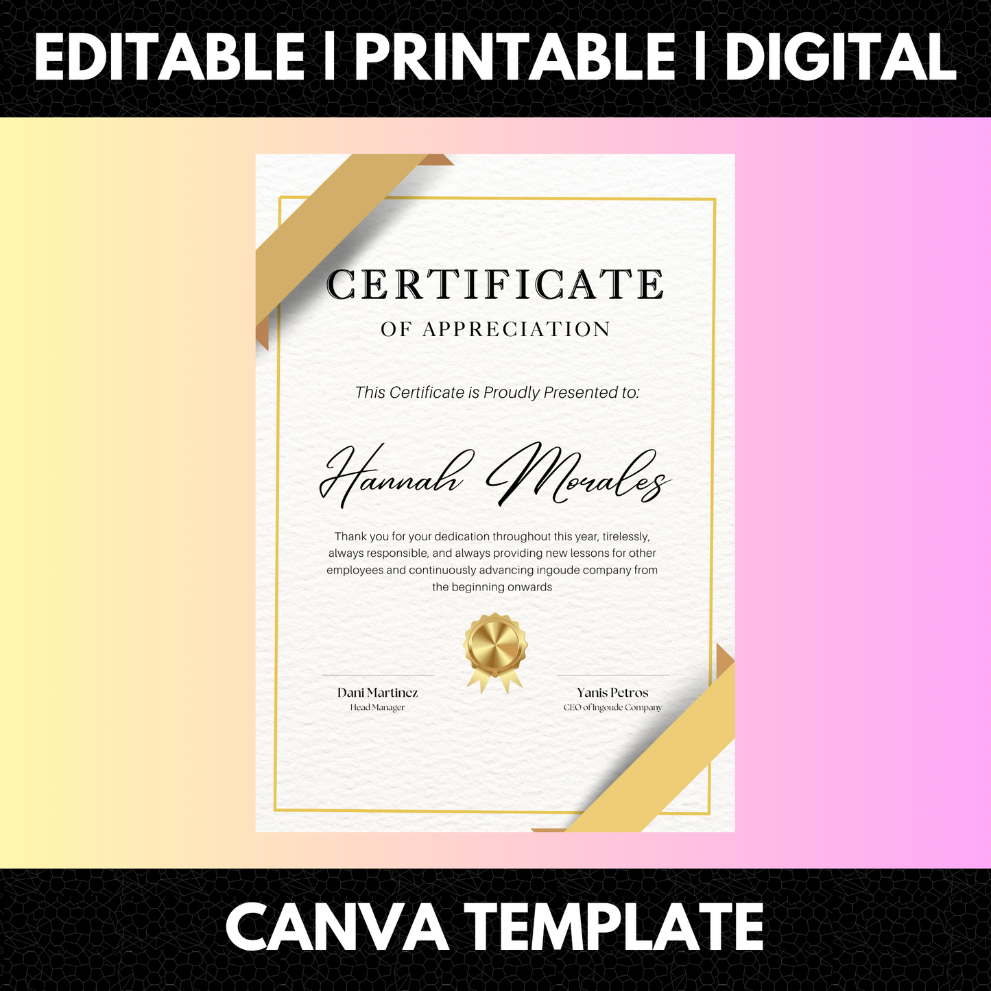 Certificate of Appreciation Template | Appreciation Certificate