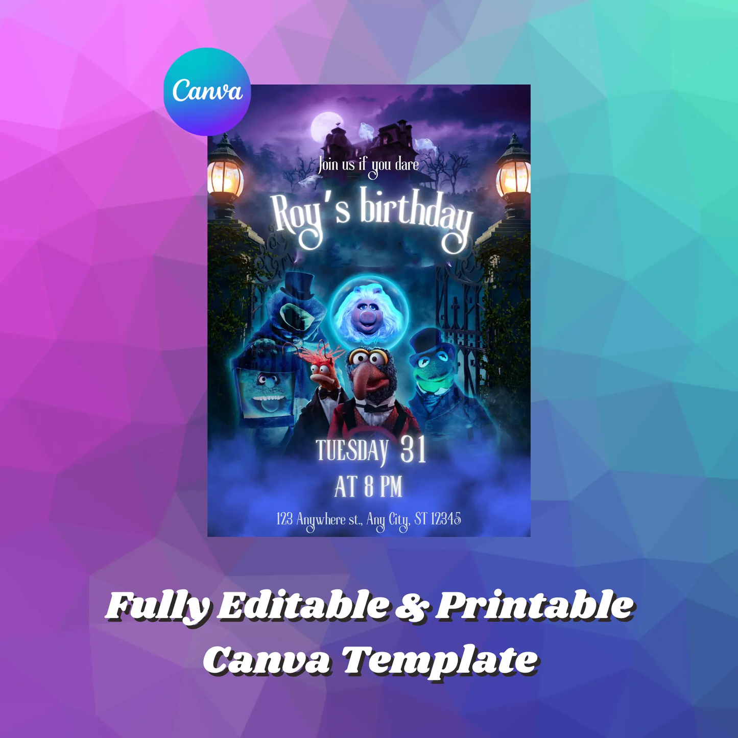 Muppets Haunted Mansion Birthday Invitation Template - CreativeRino