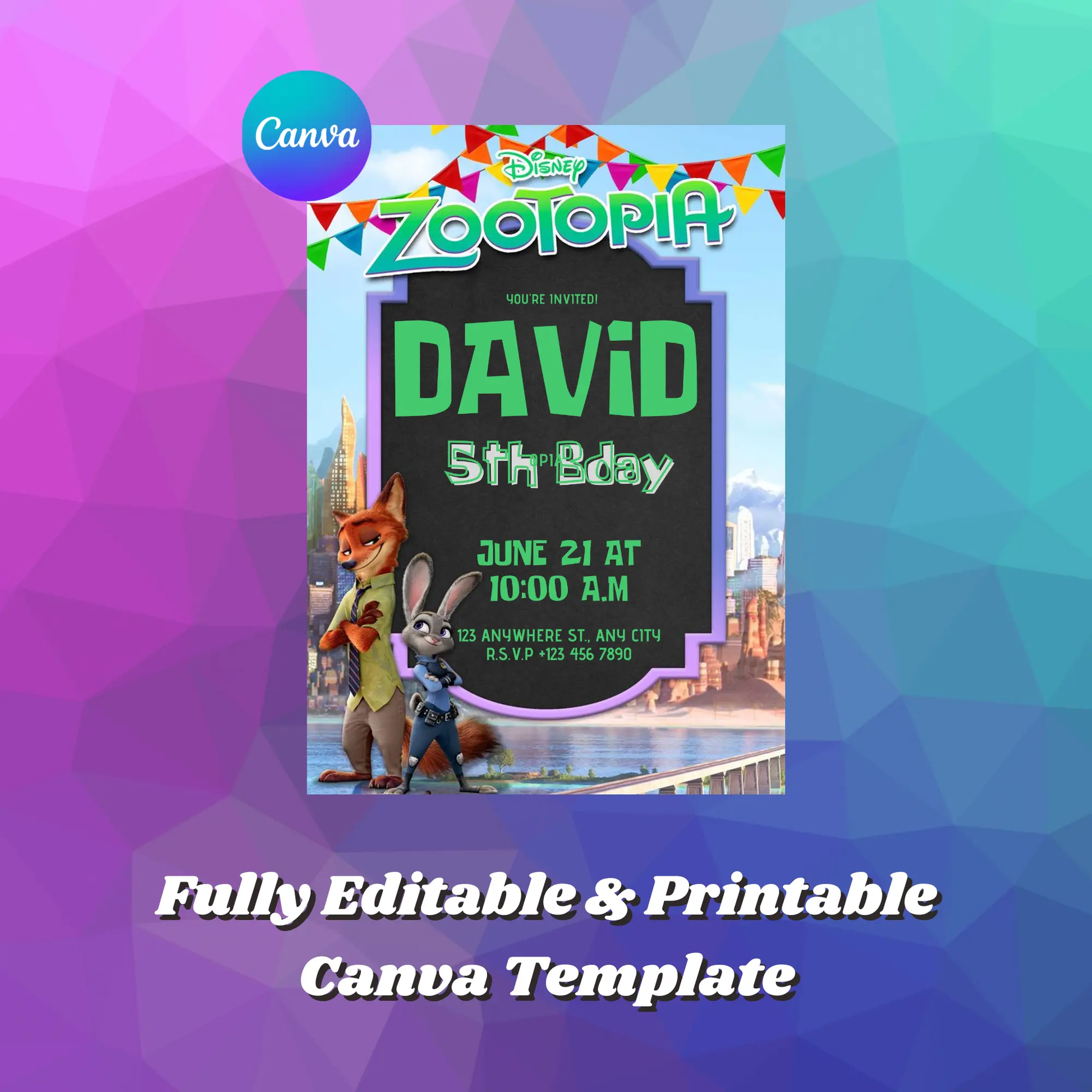 Zootopia Birthday Invitation Template - CreativeRino