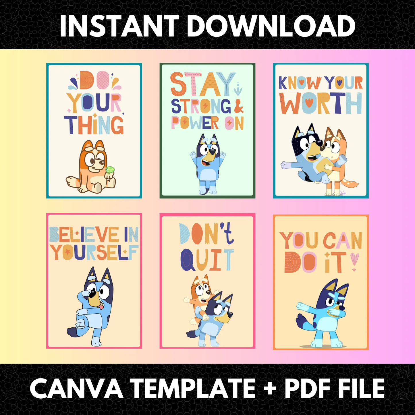 Bluey and Bingo Calming Techniques Flashcards Template