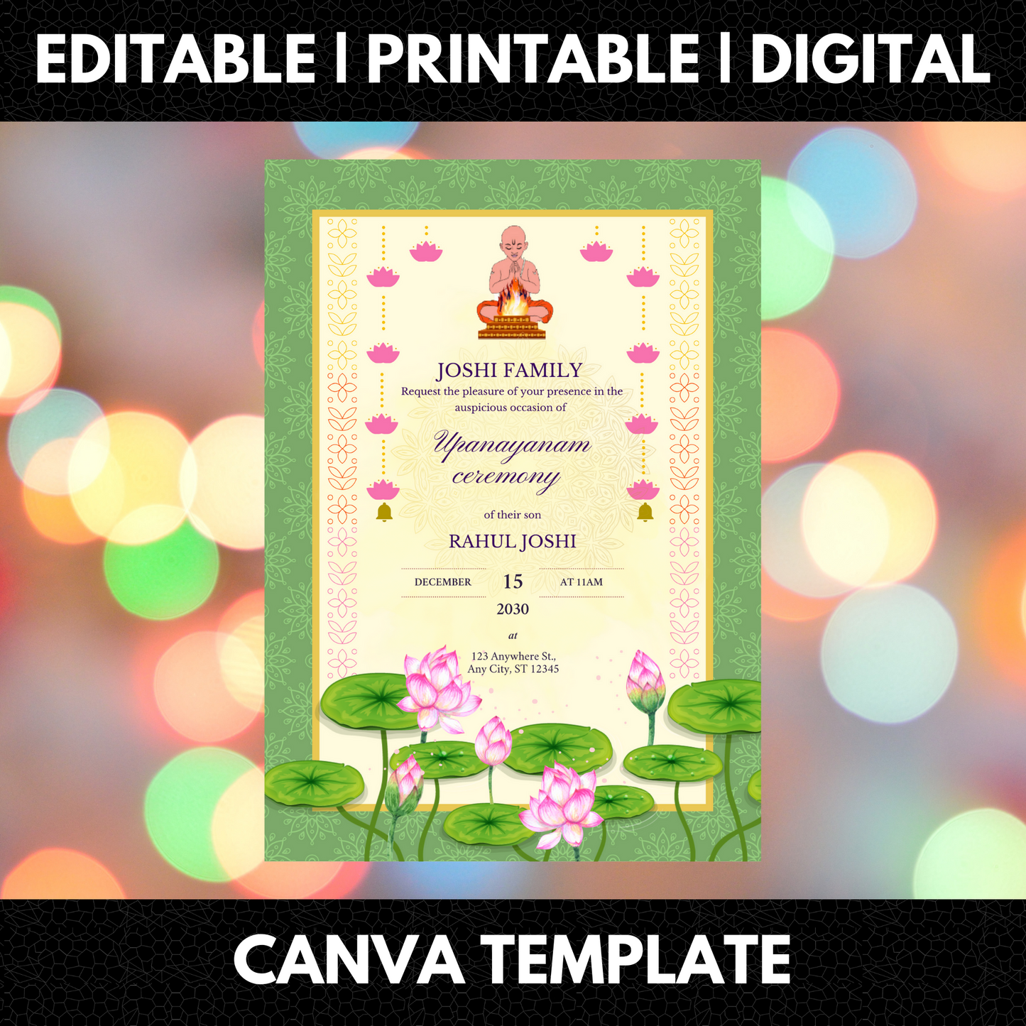 Upanayanam Ceremony Invitation Template | Thread Ceremony Invite