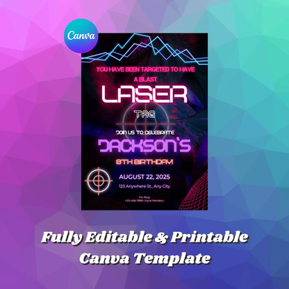 Laser Gaming Birthday Invitation Template - CreativeRino