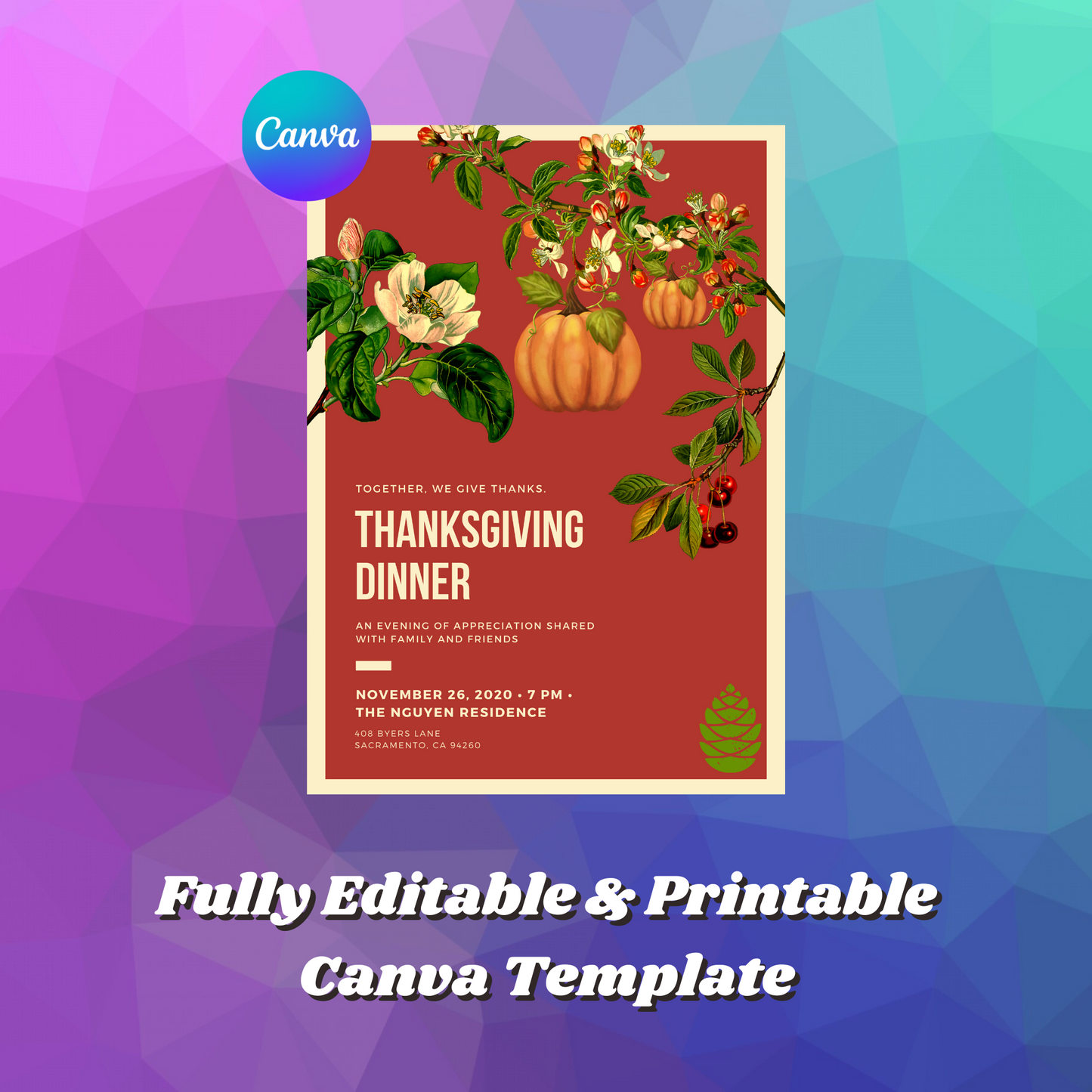 Retro Thanksgiving Dinner Invitation Template