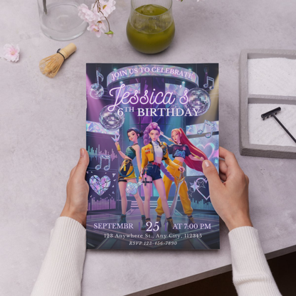 Kpop Demon Hunters Birthday Invite – Stylish Editable Template CreativeRino