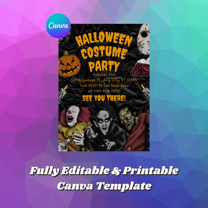 Horror Halloween Costume Party Invitation Template - CreativeRino