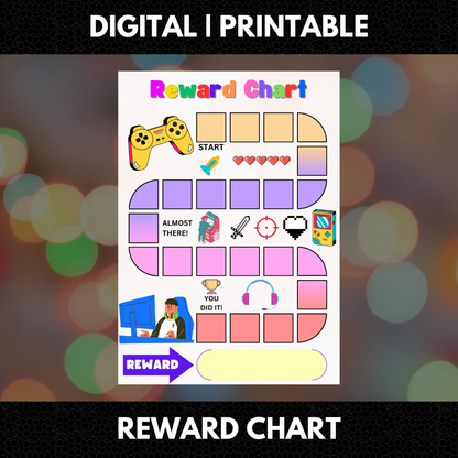 Video Game Reward Chart Template | Potty Video Gamer Behavior Chart - CreativeRino