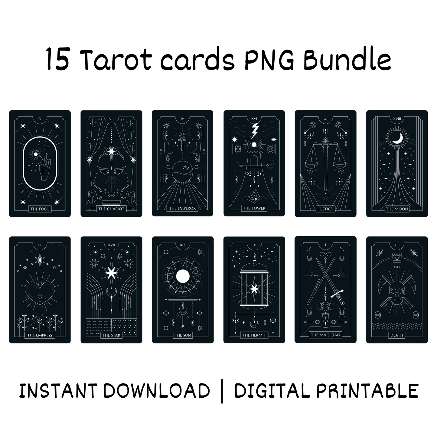 15 Tarot cards PNG Template Bundle