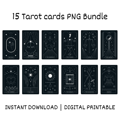 15 Tarot cards PNG Template Bundle CreativeRino