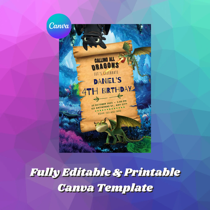 How to Train your Dragon Birthday Invitation Template - CreativeRino