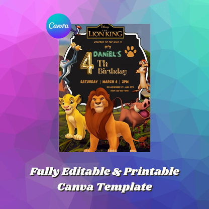 Lion King Birthday Invitation Template - CreativeRino