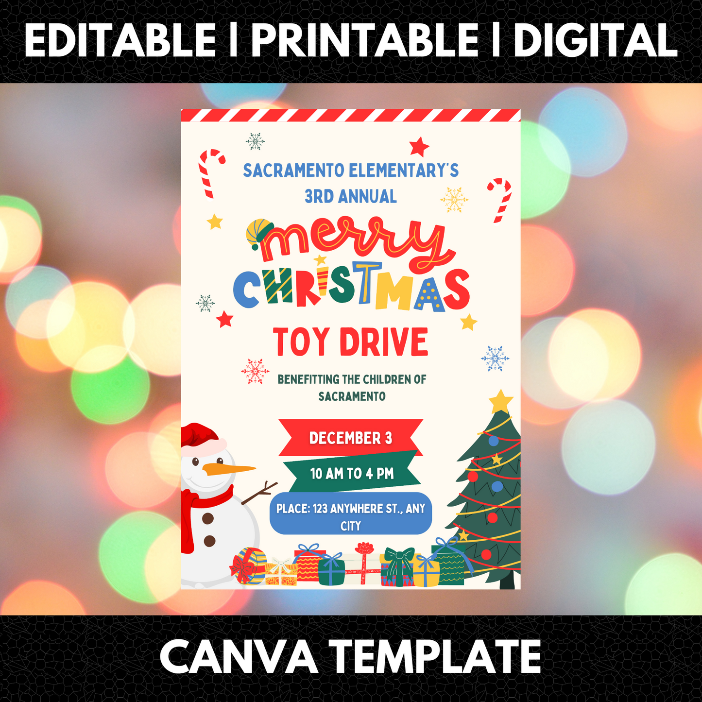 Merry Christmas Toy Drive Flyer Template | Toy Drive Invitation