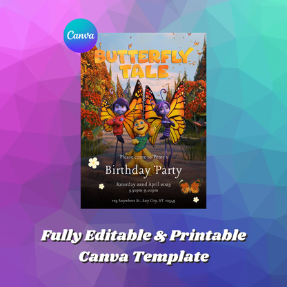 Butterfly Tale Birthday Invitation Template - CreativeRino