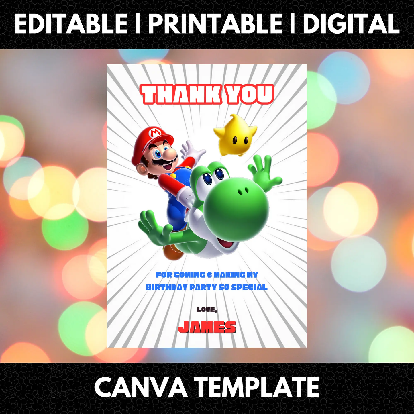 Super Mario Thank You Card Template - CreativeRino