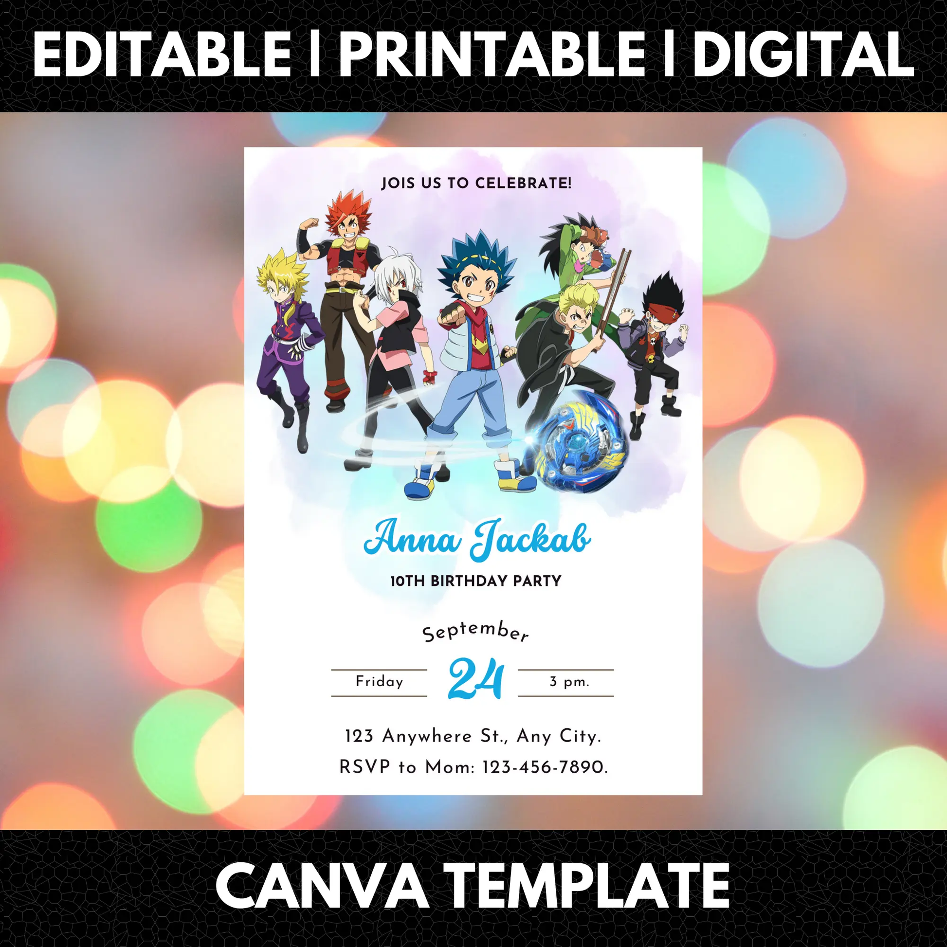 Beyblade Birthday Invitation Template - CreativeRino