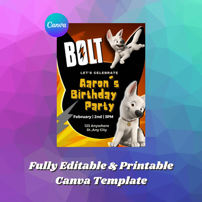 Bolt Birthday Invitation Template - CreativeRino