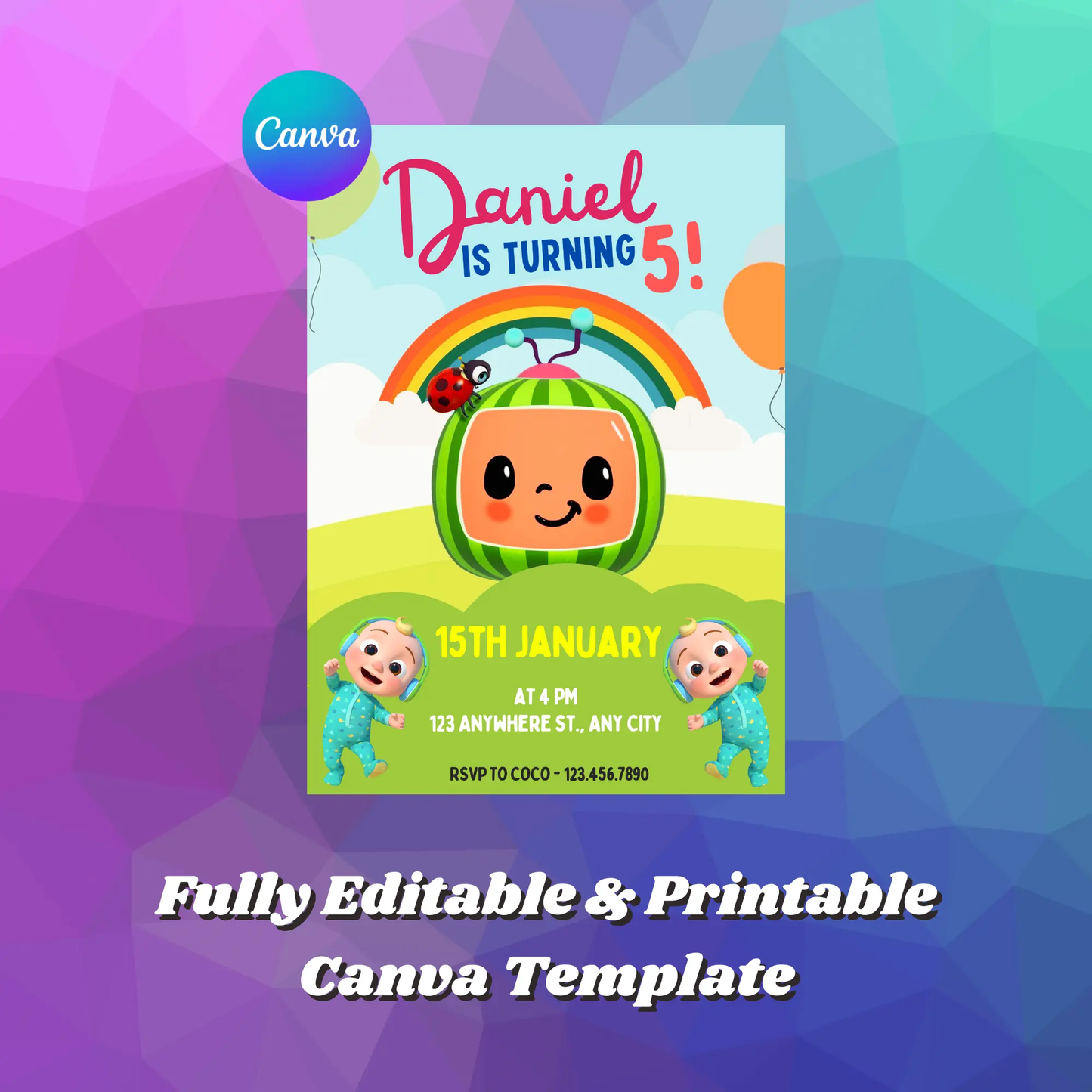 Cocomelon Birthday Invitation Template - CreativeRino