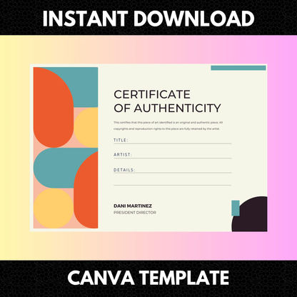Certificate of Authenticity Template | Authenticity Certificate - CreativeRino