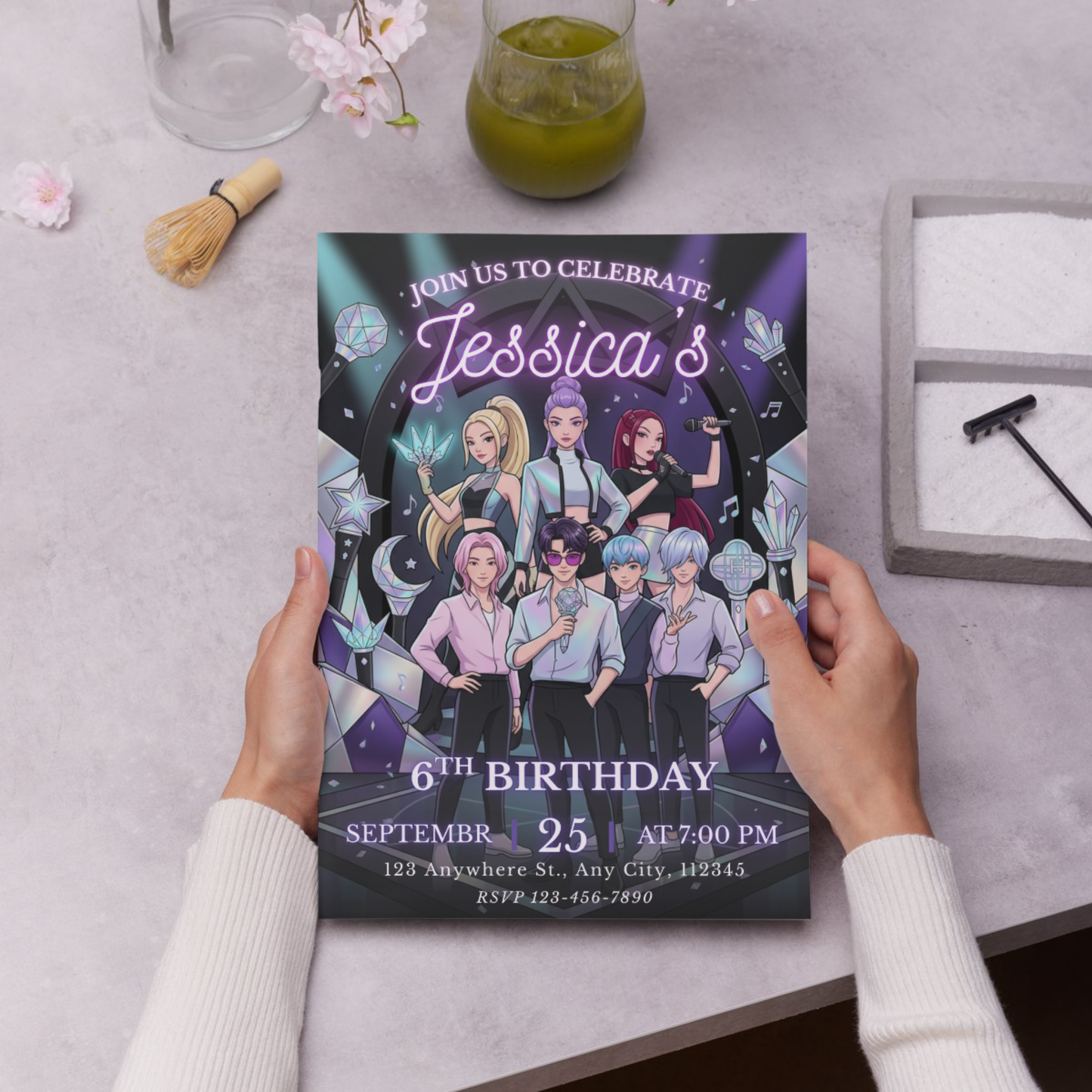 Kpop Demon Hunters Birthday Invite – Cute Editable Party Invitation CreativeRino