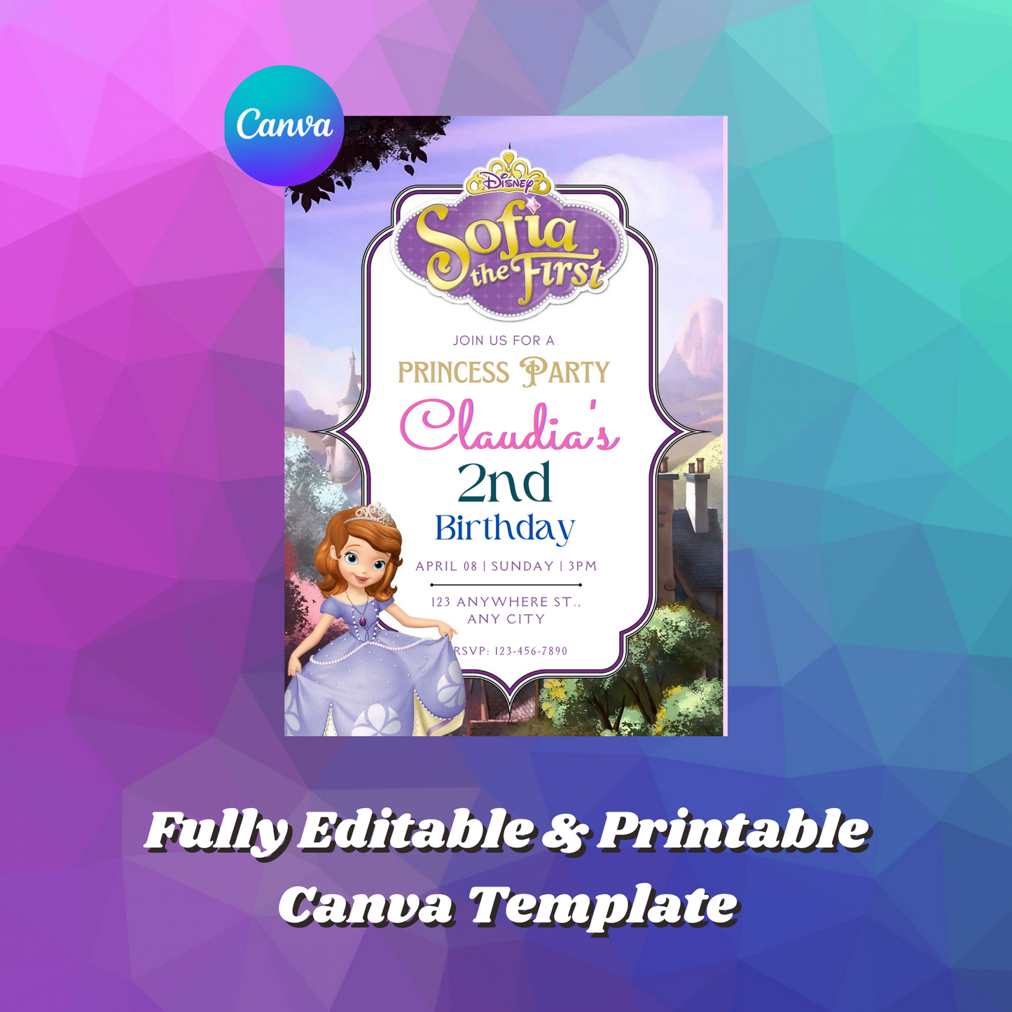 Sofia the First Birthday Invitation Template