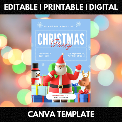 Santa Claus Christmas Party Invitation Template - CreativeRino