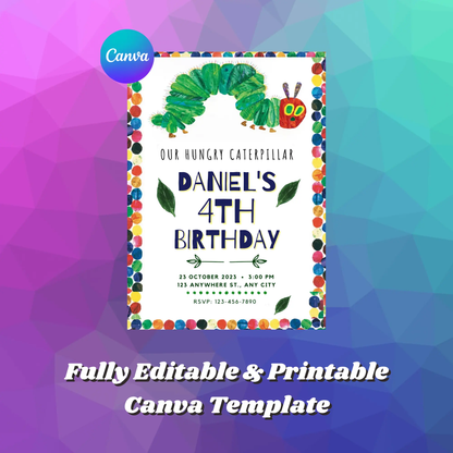 Very Hungry Caterpillar Birthday Invitation Template - CreativeRino