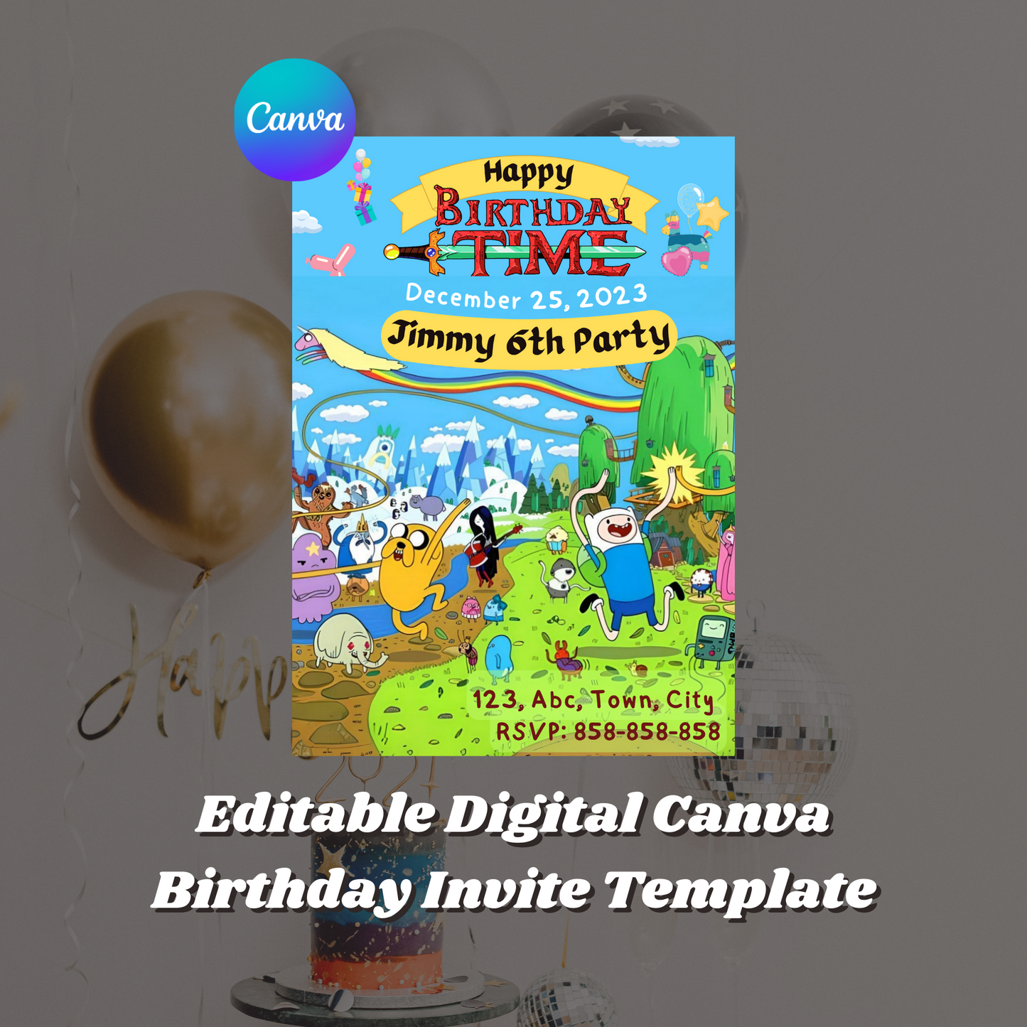 Adventure Time Birthday Invitation Template