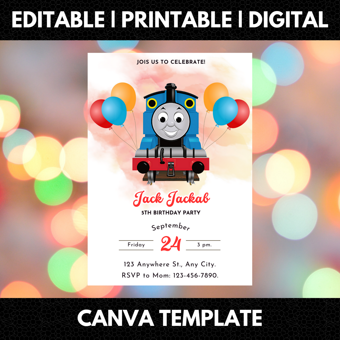 Thomas the Train Birthday Invitation Template