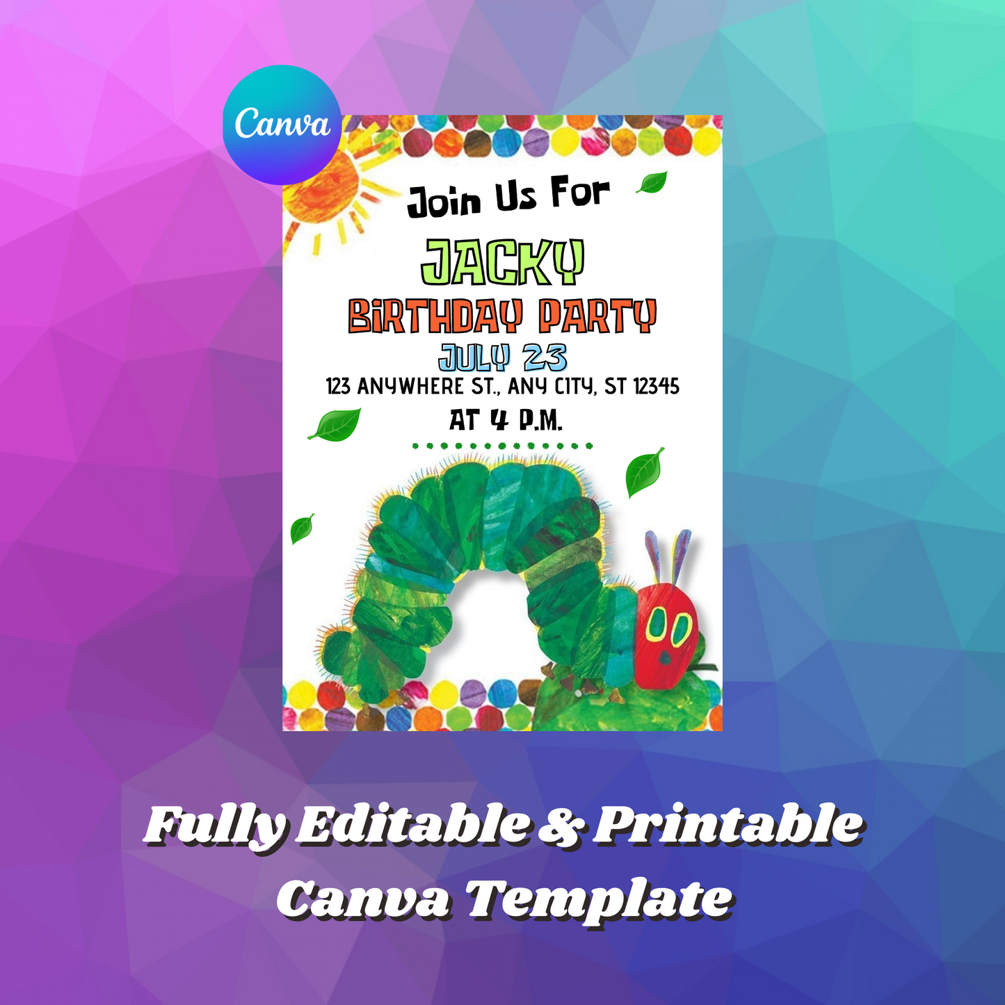 Very Hungry Caterpillar Birthday Invitation Template