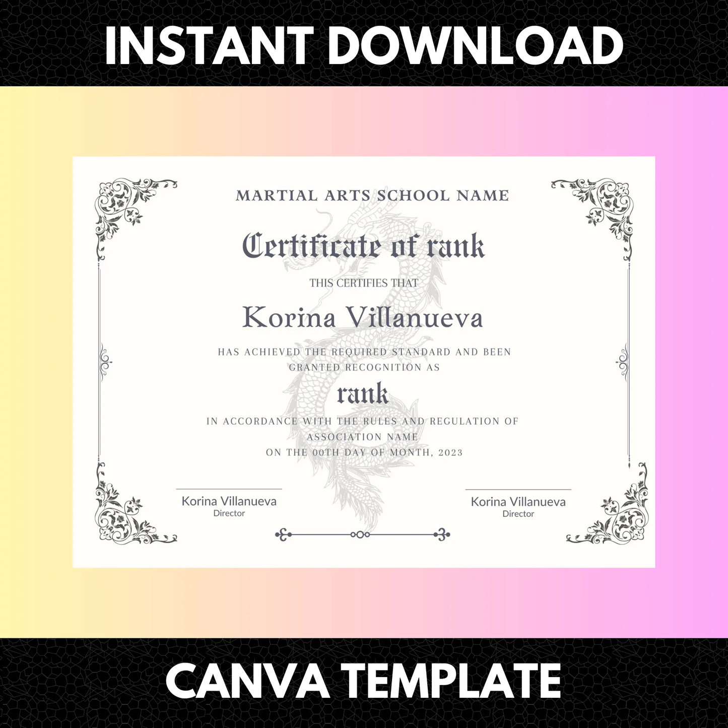 Certificate of Rank Template | Rank Certificate - CreativeRino