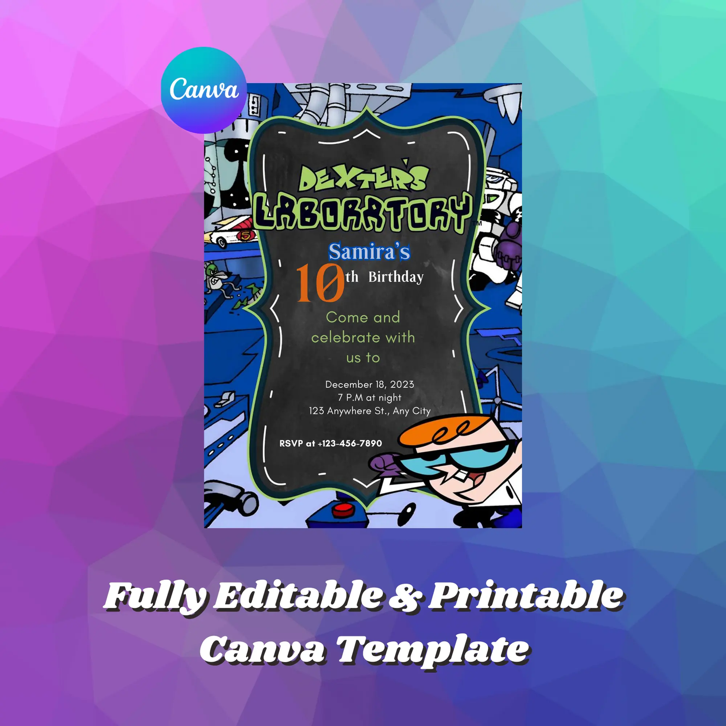 Dexter's Laboratory Birthday Invitation Template - CreativeRino