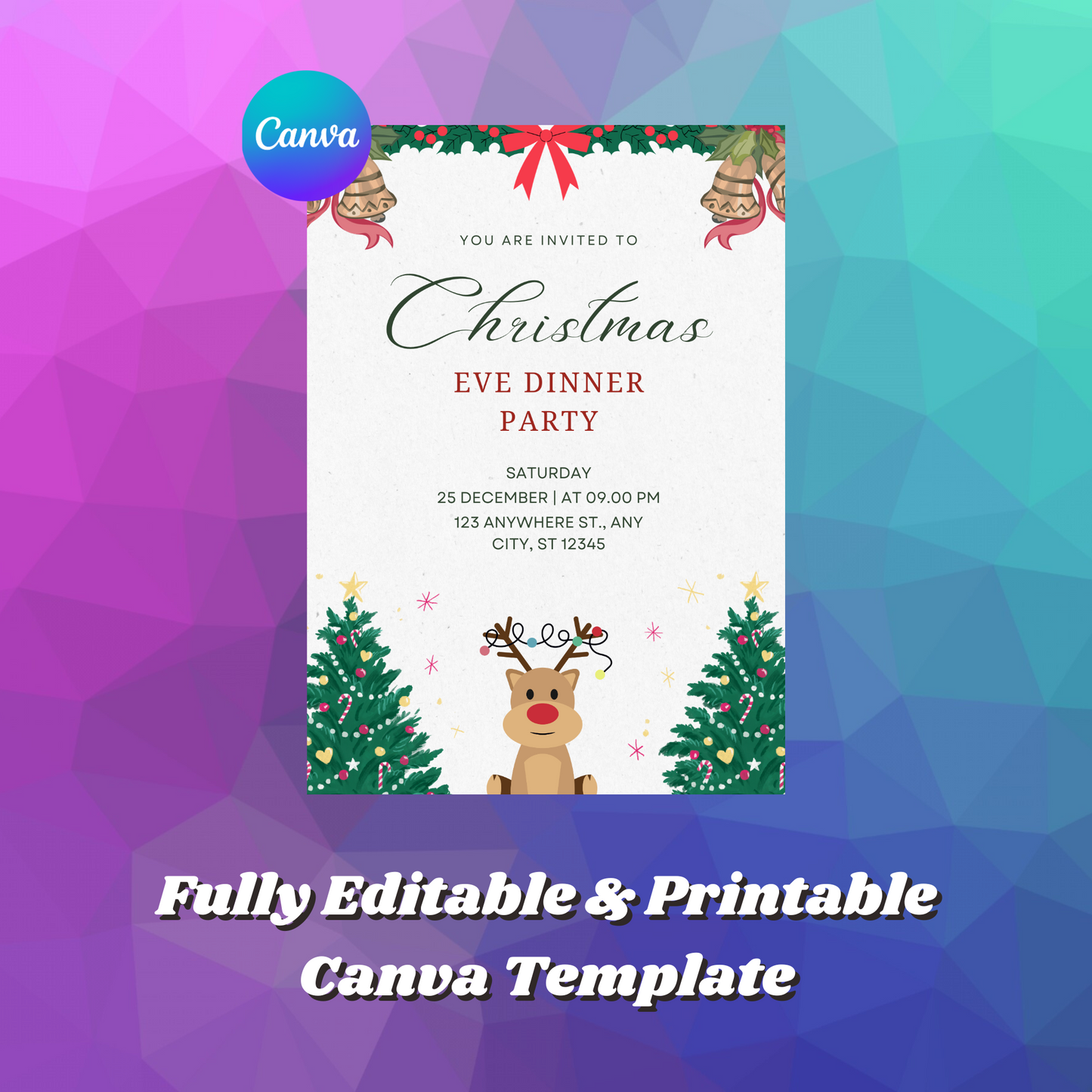 Christmas Eve Dinner Party Invite Template