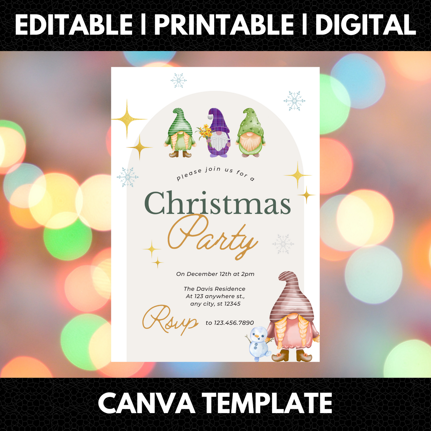 Gnome Christmas Party Invitation Template