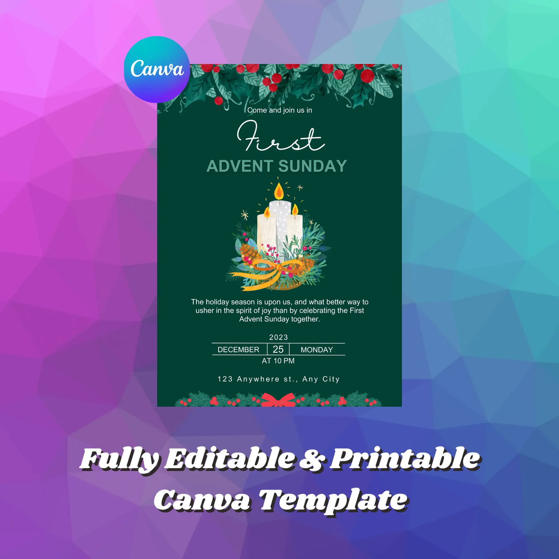 Advent Invitation Template | Advent Celebration Party Invite - CreativeRino