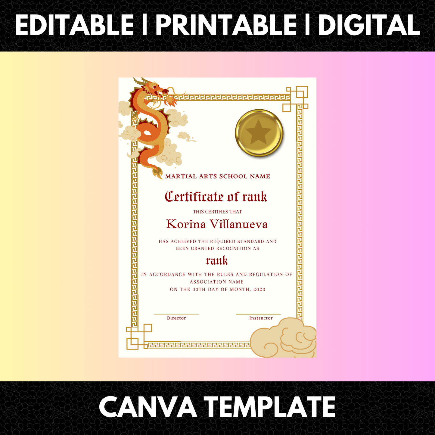 Certificate of Rank Template | Rank Certificate