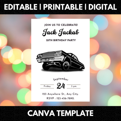 Lowrider Cholo Birthday Invitation Template - CreativeRino