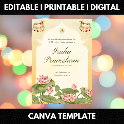 Gruhapravesham Invitation Template | Indian Housewarming Invite - CreativeRino