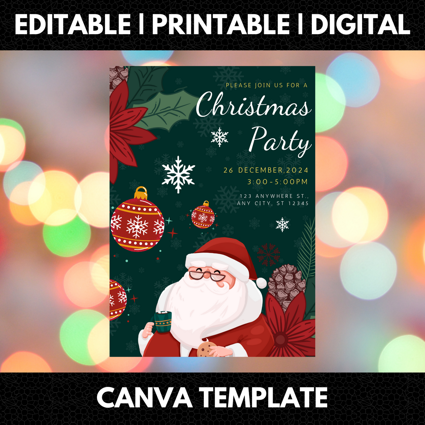 Santa Claus Christmas Party Invitation Template