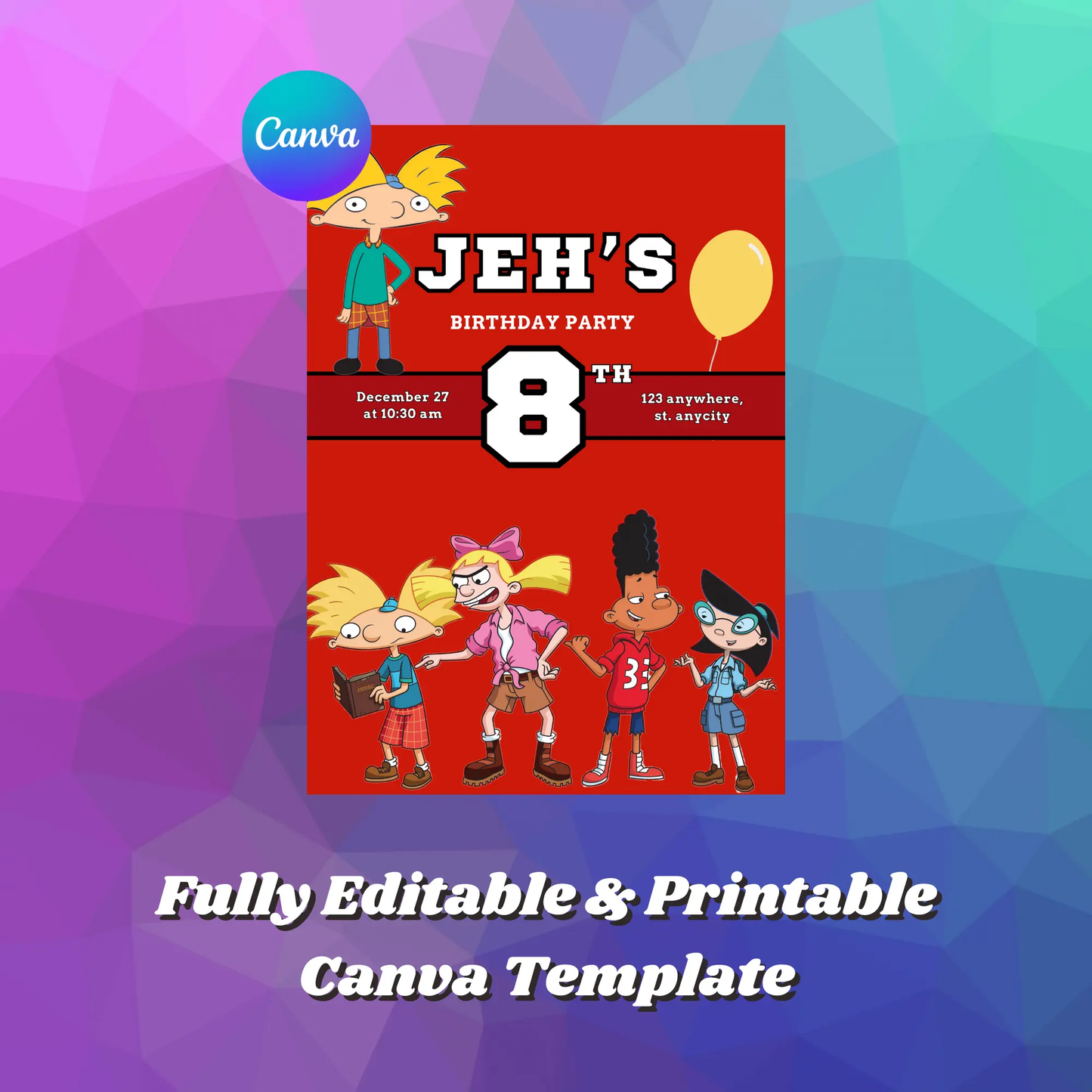 Hey Arnold Birthday Invitation Template - CreativeRino