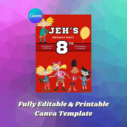 Hey Arnold Birthday Invitation Template - CreativeRino