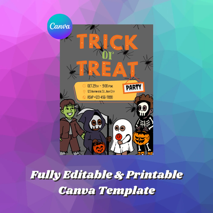 Halloween Trick or Treat Invitation Template | Halloween Trick or Treat Flyer - CreativeRino