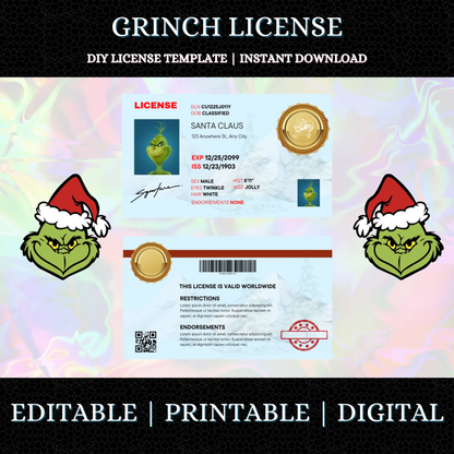 Who Ville Grinch License Template - CreativeRino