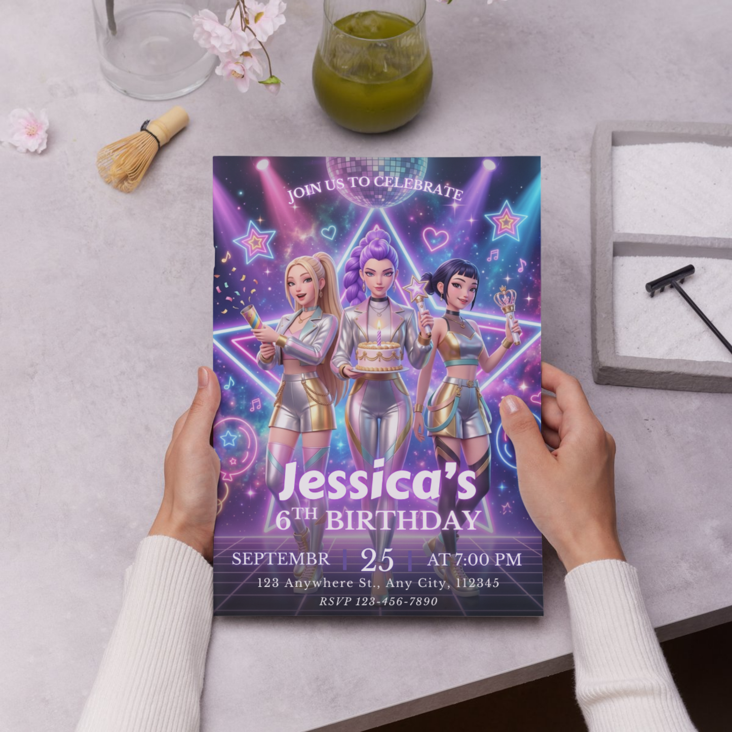 Demon Hunters Kpop Birthday Invite – Instant Edit & Download Template CreativeRino