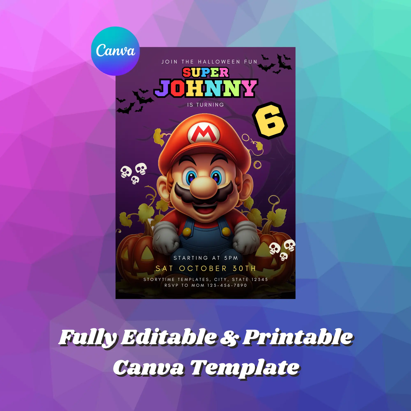Super Mario Birthday Invitation Template - CreativeRino