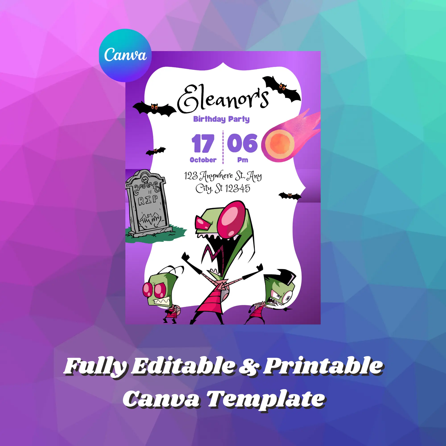Invader Zim Birthday Invitation Template