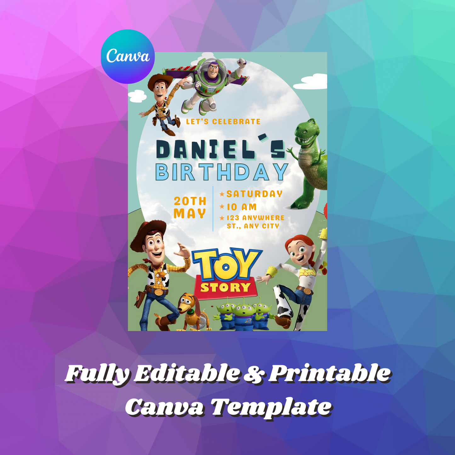 Toy Story Birthday Invitation Template | Buzz Lightyear and Woody Invite