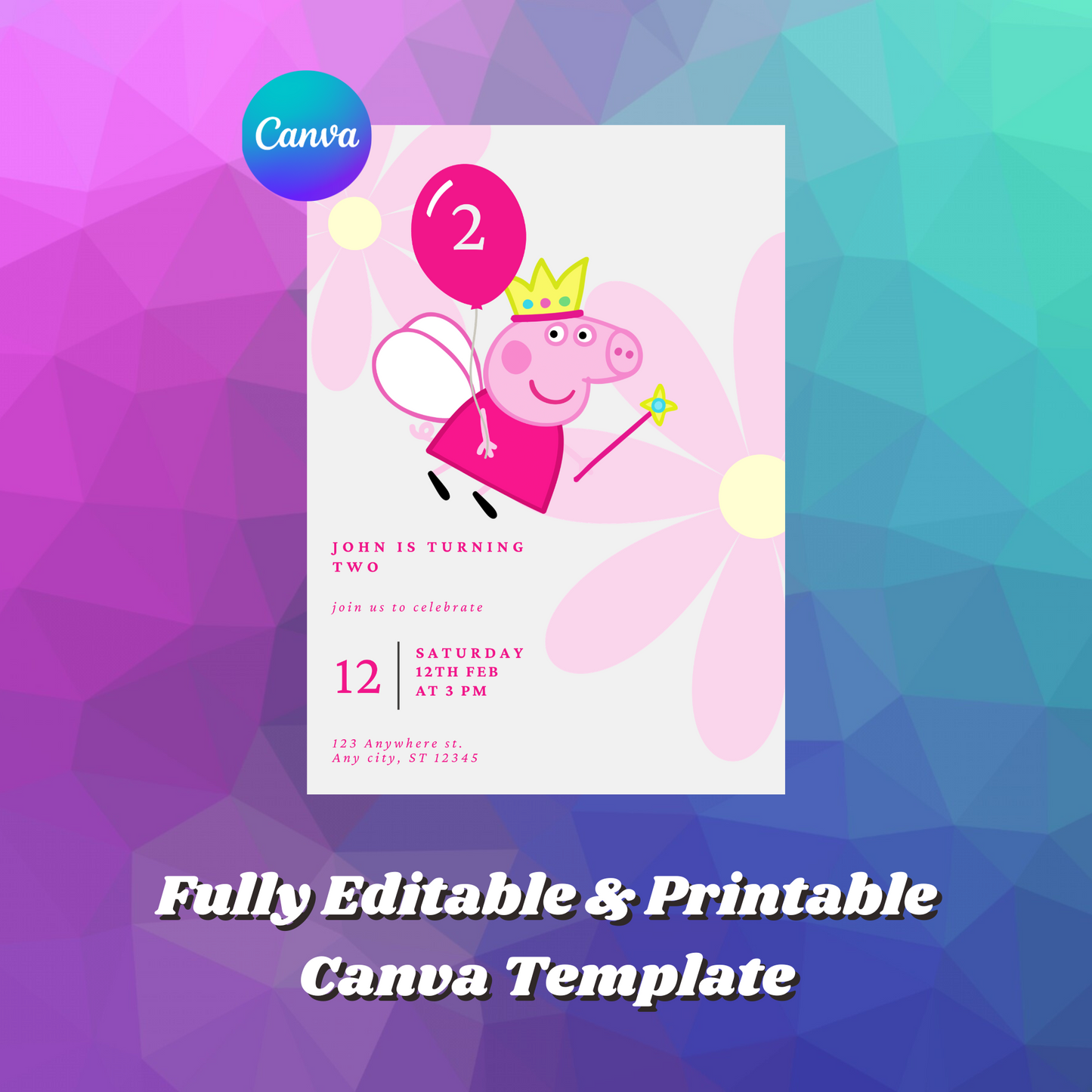 Peppa Pig Birthday Invitation Template