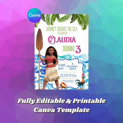 Moana Birthday Invitation Template - CreativeRino