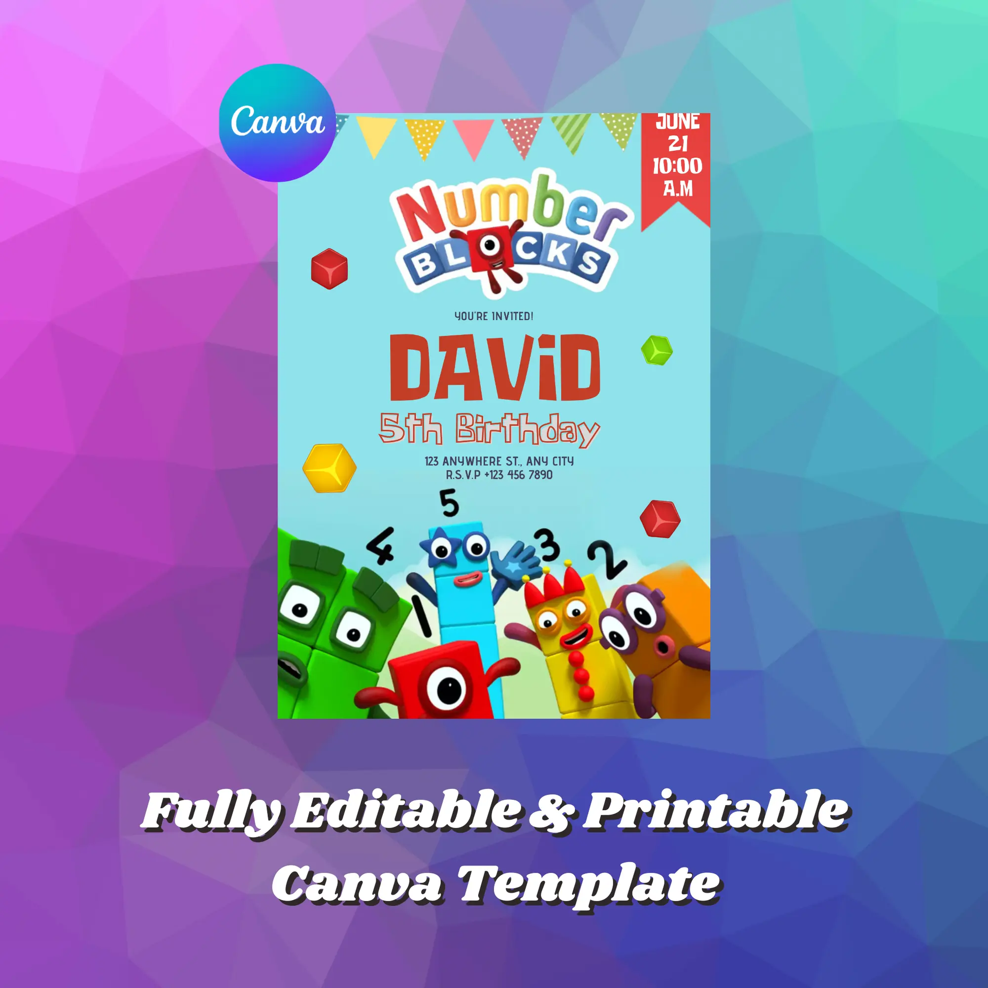 Numberblocks Birthday Invitation Template - CreativeRino