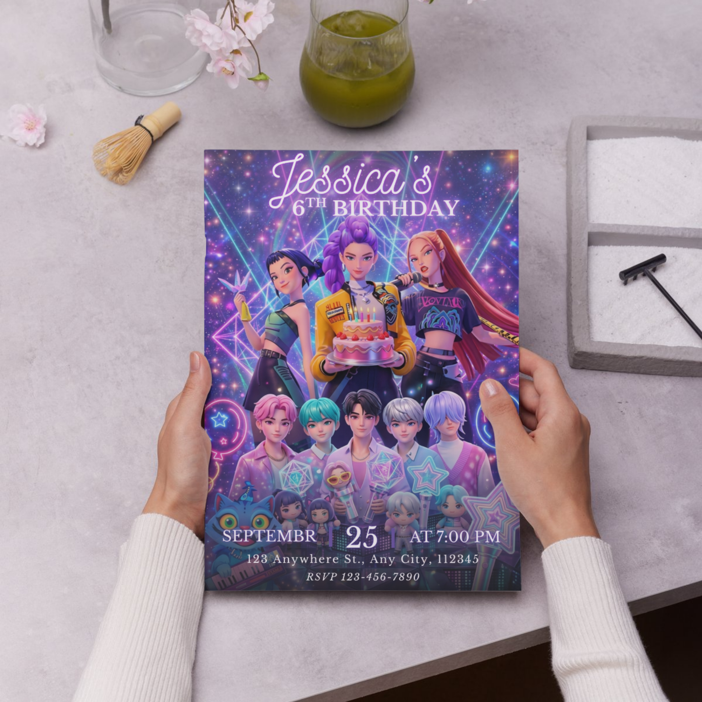 Demon Hunters Kpop Birthday Card – Custom Digital Invitation CreativeRino